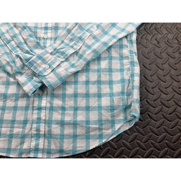 LL Bean Shirt Adult Large Blue White Button Up Plaid Casual Dress Tee Men's - Picture 5 of 13